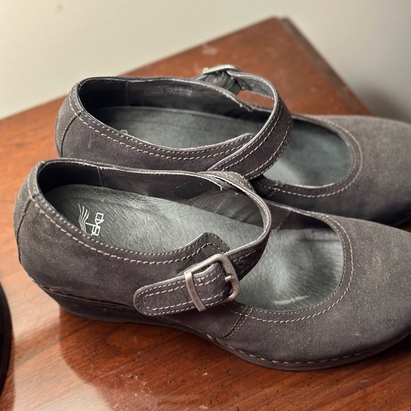 Gently used and worn Sandra Black Nubuck Wedge Mary Janes - Picture 2 of 2